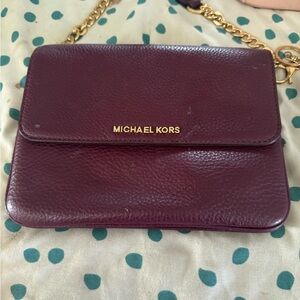 Michael Kors Brown and Gold Crossbody Bag with Chain Strap